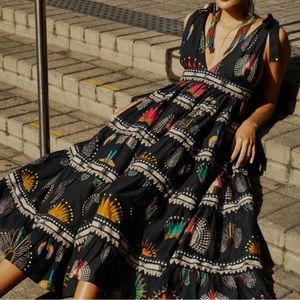 Farm Rio Black Wonderful Headdress Midi Dress - new with tags!